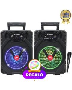 Juego de 2 Bafles Recargables 6.5 y Regalo Foco LED Fussion PBS-65015 Bluetooth