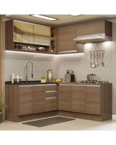 Cocina Integral Esquinera 349cm Marrón Glamy Madesa 02 - Marron