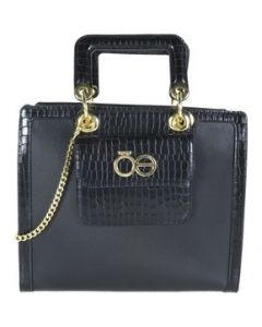 Bolsa Satchel Cloe para Mujer Look Animal Skin Negro - GRANDE