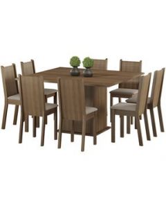 Juego de Comedor Madesa Clarice con 8 Sillas - Marrón/Beige