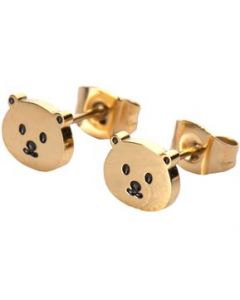 LuckyLy  Aretes para Niña Oso Lila Acero Inoxidable Baño de Oro 18k