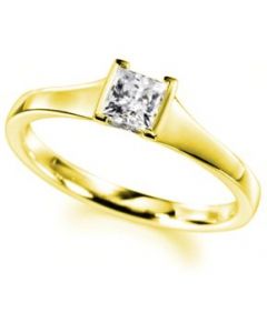 Anillo de compromiso de oro amarillo de 14k con diamante princess de .18ct - 5.5