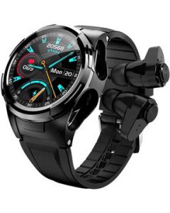 Fralugio Smartwatch Reloj Inteligente y Audi&shy;fonos Bluetooth 5.0 S201 - Negro