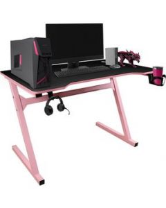 Escritorio Gamer Portavasos Soporte Audifonos Fibra Carbono Rosa