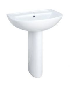 LAVABO DE CERAMICA CON PEDESTAL CON REBOSADERO MARCA GRAVITA