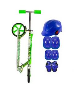 Patín del Diablo Scooter La Viga+Casco y Protecciones - VerdeMil/Negro