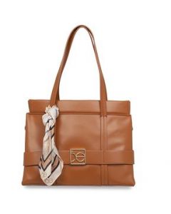 Bolsa Tote Cloe para Mujer Atemporal con Mascada Camel - GRANDE