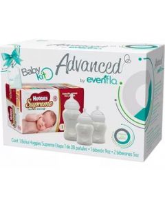 Kit Biberones Evenflo Advanced + Pañales Huggies Supreme Rn