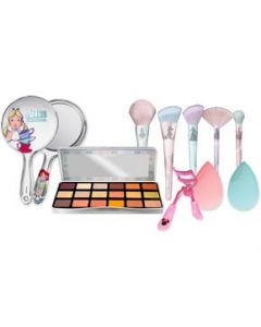 Sombras , brochas,espejo,esponjas con enchinador Disney 100