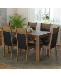 Madesa Juego Comedor Mesa Madera 6 Sillas Bahamas Rústico/Negro