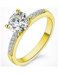 Anillo de compromiso de oro amarillo de 14Kt con diamante central de .35ct - 4.5