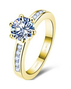 Anillo de compromiso de oro amarillo de 14Kt con diamante central de .25ct - 6