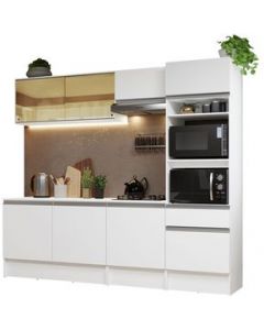 Mueble de Cocina Integral 240 cm Blanco Diamante Madesa 06 - Blanco