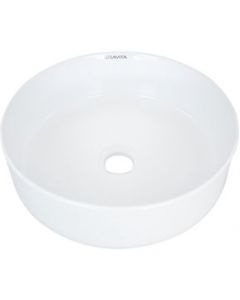 LAVABO DE CERAMICA REDONDO SIN REBOSADERO SOBRE CUBIERTA MARCA GRAVITA