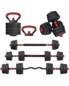 Set Mancuernas Altera Barra Ajustable 20kg Pesa Rusa Discos - Rojo