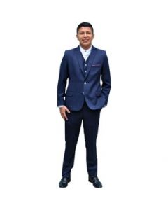 TRAJE DE CABALLERO RECTO 3 PZAS LOVIMEN SLIM FIT POLIESTER MARINO - 38