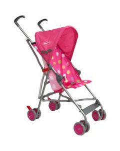 Carriola para Bebe de Baston,Toldo,Cinturon,Compacta,Frenos - Rosa