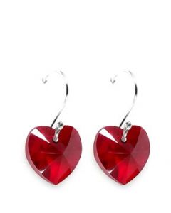 Joyería ZVEZDA, Aretes heart rojos plata .925