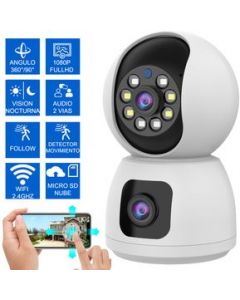 Camara Wifi Seguridad 360 Doble Lente 360&deg; Vigilancia Compatible Alexa