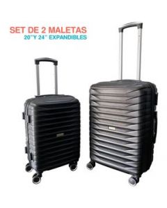 Set 2 Maletas 20 y 24in Expandible Rigida Ruedas 360 CandadoGRIS