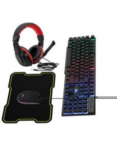 Kit Gamer  Teclado, Mouse, Audífonos y Mousepad HYDRA, Alámb, USB