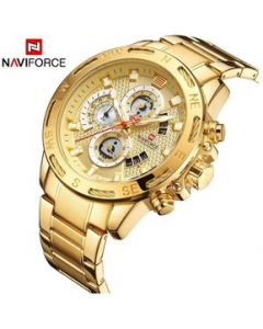 Reloj Hombre Militar Moderno Naviforce Original Oro Nf9165