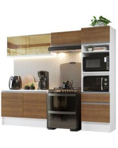 Cocina Integral Madesa Diamante 02 Cocina Completa 260cm - Blanco/Marrón - Blanco/Marrón