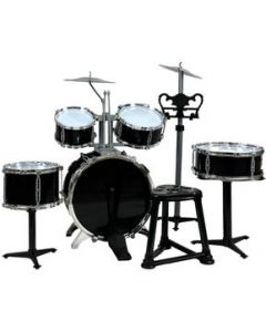 Bateria de Juego para Niños Musical Jazz Instrumento Taburete Negro - Negro