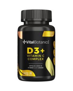 D3+ Multivitaminico con Vitaminas D3, C y Jengibre - 60 capsulas.