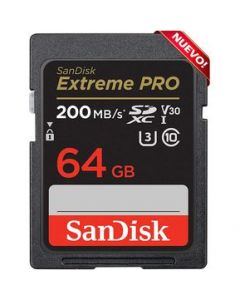 Tarjeta SD 64GB SANDISK Graba 4k 200MB/s SDSDXXU-064G-GN4IN