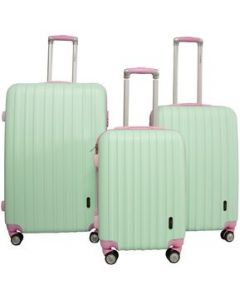 Set 3 Maletas Viaje Rigidas ABS 20" 24" 28" 8 Ruedas Dobles - Rosa Aqua Pastel Unicornio Candado - UNITALLA