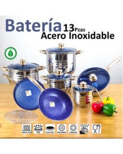 Bateria Cocina 13pz Acero Inox SWISS HAUS Antiadherente Ceramica