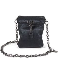 Bolsa Crossbody Cloe Metálica con Jareta Negro para Mujer