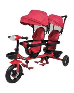 Triciclo para Niños Gemelar Doble Giratorio 360,Luz,Sonido - Rojo