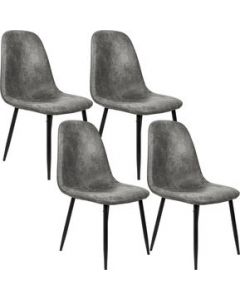 Set 4 Sillas Modernas Juego Comedor Cocina Suede Gamuza Gris