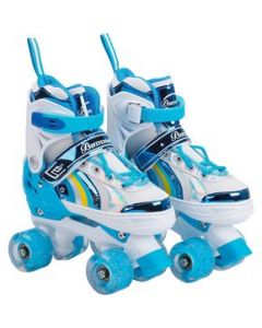 Patines De 4 Ruedas Ajustable Rueda Luces Led Talla xs 15- 17 cm Azul