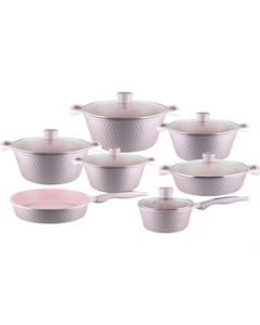 Bateria Cocina 13pz Ceramica Antiadherente Gaby D&DiacriticalAcute;lux Rosa