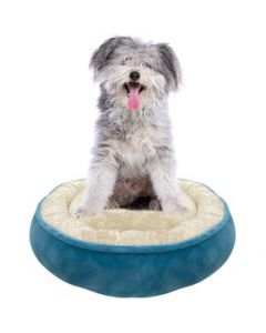 Cama Para Perro Mediana Tipo Dona Anti Estrés Azul Beige - Azul