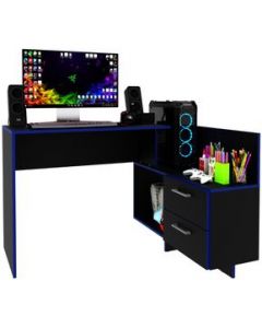 ESCRITORIO GAMER 2 CAJONES NEGRO/AZUL ME4179.0005