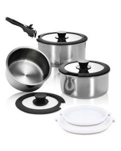 Ollas Set Lux 10pz Acero Inox C Mango Removible Kitchen Art