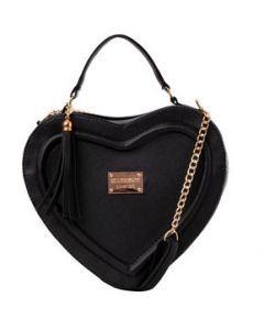 Bolsa Para Mujer Fana Corazón Color Negro Espectacular