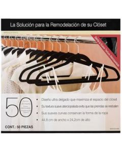 Set 50 Ganchos Forro Terciopelo Cohesion Products 373172 Ctc - Negro