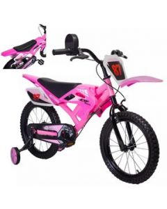 Bicicleta Entrenadora Para Niños Aeiou Moto Cross Bike R16 Rosa