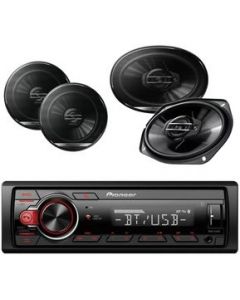 Paquete Pioneer Autoestereo Bluetooth Mvh-s215bt 4 Bocinas