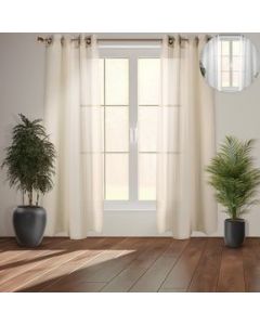 Cortinas Traslucidas Lino Texturizado Ventanas 270x215cm 2pz Natural