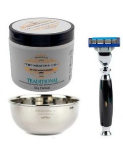 The Shaving Co Kit Rastrillo Negro Crema Afeitar Menta Bowl - 1