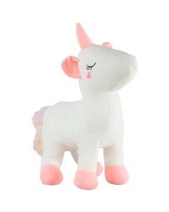 Unicornio De Peluche Blanco Infantil Suave Con Tonos Rosas - 1 Pieza