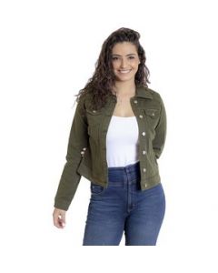 Chamarra De Mezclilla Mujer Indicum Green Slim Fit Verde Militar - M