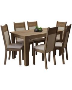 Juego de Comedor Madesa Medelin con 6 sillas - Marrón/Crema/Beige