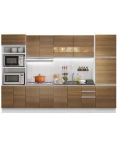 Cocina Integral Madesa Olimpia 02 Cocina Completa  330cm - Blanco/Marrón - Blanco/Marrón